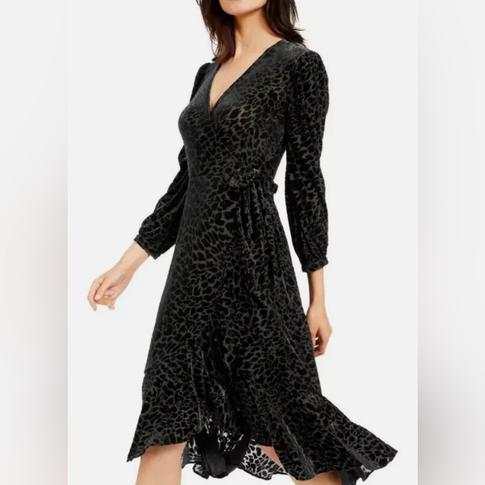 Calvin Klein Black Leopard Print Velvet Dress